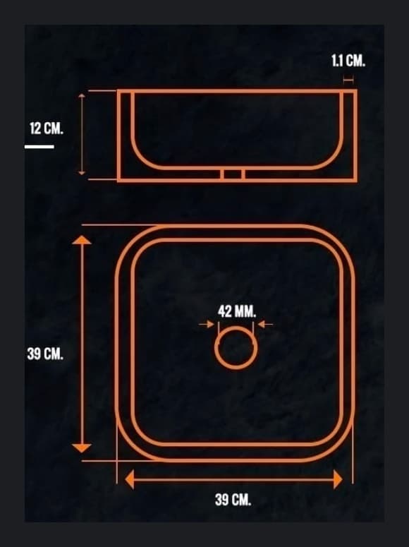 Diagrama de medidas Cuadrado